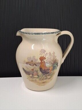 Casey Pottery Marshall Texas Pitcher Rooster/Hen/Chicks 7 3/4" tall